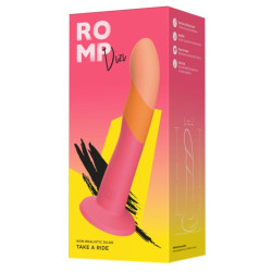 ROMP - DIZI Silikon-Dildo mit Saugnapf, dreifarbig, 18 cm – Produktansicht 5