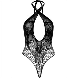 LEG AVENUE - TEDDY-HALFTER MIT SPITZE SCHWARZ – Produktansicht 6