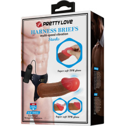 PRETTY LOVE - STARKS HARNESS SLIP MULTI-SPEED VIBRATION DILDO 17,5 CM HELLBRAUN – Produktansicht 9