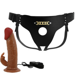 PRETTY LOVE - MARION HARNESS UNIVERSAL SLIP MIT VIBRATIONSDILDO 19 CM BRAUN – Produktansicht 5