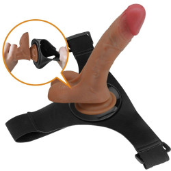 PRETTY LOVE - UNIVERSAL HARNESS SLIP MIT VIBRIERENDEM UND SQUIRTING-DILDO 15,5 CM MULATO – Produktansicht 4