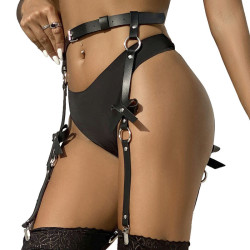 SUBBLIME - LEDERKETTEN-BEINHARNESS SCHWARZ EINE GRÖSSE – Produktansicht 2