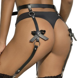 SUBBLIME - LEDERKETTEN-BEINHARNESS SCHWARZ EINE GRÖSSE – Produktansicht 3