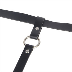 SUBBLIME - LEDERKETTEN-BEINHARNESS SCHWARZ EINE GRÖSSE – Produktansicht 5