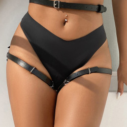 SUBBLIME - LEDER TAILLE UND BEIN HARNESS SCHWARZ EINE GRÖSSE – Produktansicht 8
