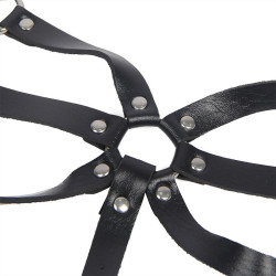 SUBBLIME - KÖRPERHARNESS VERSTELLBARE RIEMEN LEDER SCHWARZ EINE GRÖSSE – Produktansicht 6