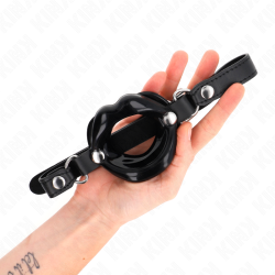 KINK - LIP 8 CM KNEBEL MIT SCHWARZEM KUNSTLEDERBAND 63 x 2 CM VERSTELLBAR 39-58 CM – Produktansicht 2