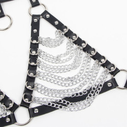 SUBBLIME - HARNESS-BH UND HALSKETTE MIT KETTEN EINE GRÖSSE – Produktansicht 6