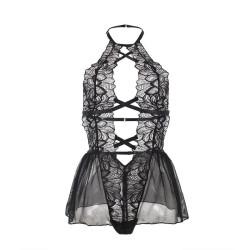 SUBBLIME - TEDDY-HALTER-NECK-BARE-BACK-SPITZE SCHWARZ – Produktansicht 5