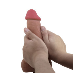 PRETTY LOVE - REALISTISCHER DILDO DER SLIDING SKIN-SERIE MIT SLIDING SKIN-SAUGNAPF BRAUN 23,4 CM – Produktansicht 3
