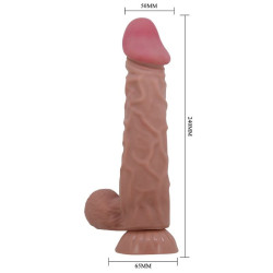 PRETTY LOVE - REALISTISCHER DILDO DER SLIDING SKIN-SERIE MIT SLIDING SKIN-SAUGNAPF BRAUN 24 CM – Produktansicht 5
