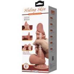 PRETTY LOVE - SLIDING SKIN SERIES REALISTISCHER DILDO MIT GLEITENDEM BRAUNEN HAUT-SAUGNAP 21,8 CM – Produktansicht 7