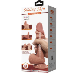 PRETTY LOVE - SLIDING SKIN SERIES REALISTISCHER DILDO MIT SCHIEBENDEM BRAUNEN HAUTSAUGNAPF 20,6 CM – Produktansicht 7
