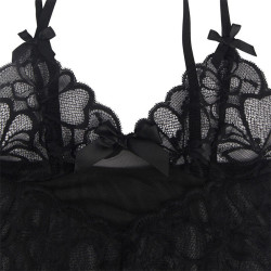 SUBBLIME - BABYDOLL MIT VERSTELLBAREN TRGERN UND TRANSPARENTER SPITZE MIT BLUMENDRUCK SCHWARZ – Produktansicht 8