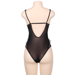 SUBBLIME - QUEEN PLUS FLORAL LACE UND FRINGED BLACK TEDDY – Produktansicht 3