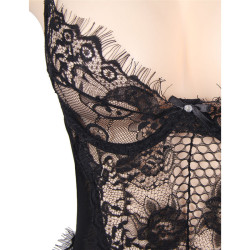 SUBBLIME - QUEEN PLUS FLORAL LACE UND FRINGED BLACK TEDDY – Produktansicht 4