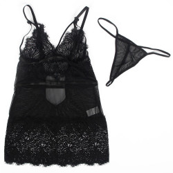 SUBBLIME - BABYDOLL MIT VERSTELLBAREN SPITZENTRGERN SCHWARZ – Produktansicht 6