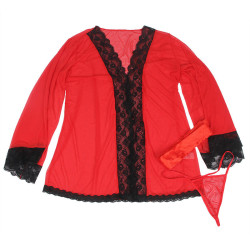 SUBBLIME - TRANSPARENTER STOFFMANTEL MIT SPITZENDETAIL ROT – Produktansicht 5