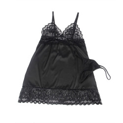 SUBBLIME - BABYDOLL MIT BLUMENPRINT AUF DER BRUST SCHWARZ – Produktansicht 5