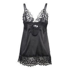 SUBBLIME - BABYDOLL MIT BLUMENPRINT AUF DER BRUST SCHWARZ – Produktansicht 6