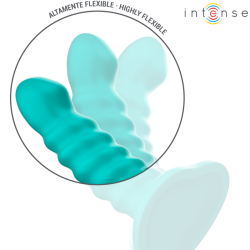 INTENSE - BUFFY VIBRATOR GRÖSSE S SPIRALE DESIGN 10 VIBRATIONEN BLAU FERNBEDIENUNG – Produktansicht 5