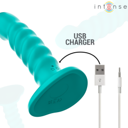 INTENSE - BUFFY VIBRATOR GRÖSSE S SPIRALE DESIGN 10 VIBRATIONEN BLAU FERNBEDIENUNG – Produktansicht 6