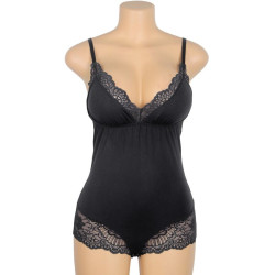 SUBBLIME - SCHWARZER TEDDY MIT BLUMENSPITZENDETAIL L/XL – Produktansicht 6