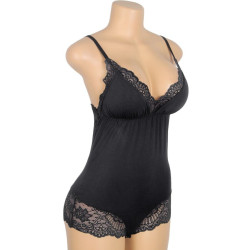 SUBBLIME - SCHWARZER TEDDY MIT BLUMENSPITZENDETAIL L/XL – Produktansicht 7