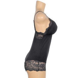 SUBBLIME - SCHWARZER TEDDY MIT BLUMENSPITZENDETAIL L/XL – Produktansicht 8