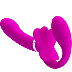 PRETTY LOVE - VALERIE DOPPEL-STRAP-ON-VIBRATOR 12 VIBRATIONEN LILA – Produktansicht 2