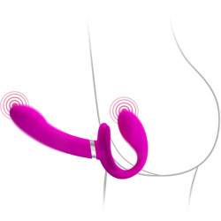PRETTY LOVE - VALERIE DOPPEL-STRAP-ON-VIBRATOR 12 VIBRATIONEN LILA – Produktansicht 3