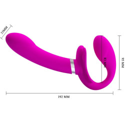 PRETTY LOVE - VALERIE DOPPEL-STRAP-ON-VIBRATOR 12 VIBRATIONEN LILA – Produktansicht 4