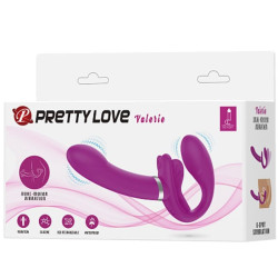 PRETTY LOVE - VALERIE DOPPEL-STRAP-ON-VIBRATOR 12 VIBRATIONEN LILA – Produktansicht 7