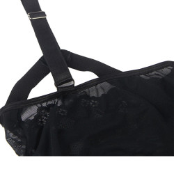 SUBBLIME - TEDDY MIT STRUMPFBAND-DETAIL AUF DER BRUST SCHWARZ S/M – Produktansicht 9