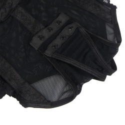 SUBBLIME - TEDDY MIT STRUMPFBAND-DETAIL AUF DER BRUST SCHWARZ S/M – Produktansicht 10