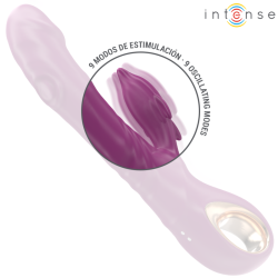 INTENSE - HALLE MULTIFUNKTIONSVIBRATOR MIT DELFIN-STIMULIERENDER ZUNGE LILA – Produktansicht 6