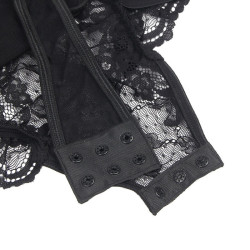 SUBBLIME - TEDDY MIT STRUMPFBAND MIT SPITZENDETAIL UND STREIFEN SCHWARZ – Produktansicht 5