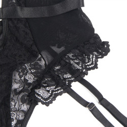 SUBBLIME - TEDDY MIT STRUMPFBAND MIT SPITZENDETAIL UND STREIFEN SCHWARZ – Produktansicht 10