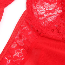 SUBBLIME - TEDDY MIT STRUMPFBAND MIT SPITZENDETAIL UND STREIFEN ROT – Produktansicht 5