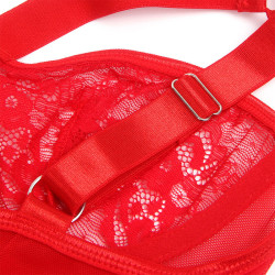 SUBBLIME - TEDDY MIT STRUMPFBAND MIT SPITZENDETAIL UND STREIFEN ROT – Produktansicht 6