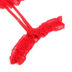 SUBBLIME - TEDDY MIT STRUMPFBAND MIT SPITZENDETAIL UND STREIFEN ROT – Produktansicht 9
