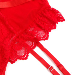 SUBBLIME - TEDDY MIT STRUMPFBAND MIT SPITZENDETAIL UND STREIFEN ROT – Produktansicht 10