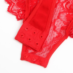 SUBBLIME - TEDDY MIT STRUMPFBAND MIT SPITZENDETAIL UND STREIFEN ROT – Produktansicht 11