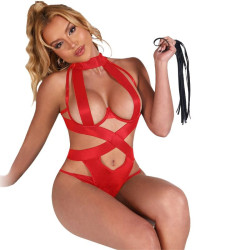 SUBBLIME - SEXY HALTER-BODY MIT HARNESS ROT – Produktansicht 4