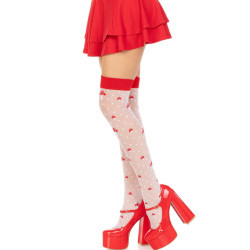 LEG AVENUE - PILZ HOHE SOCKEN ROT/WEISS – Produktansicht 3