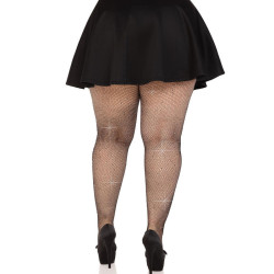 LEG AVENUE - NETZSTRÜMPFE MIT KRISTALLISIERUNG, SCHWARZ, ÜBERGRÖSSE – Produktansicht 2