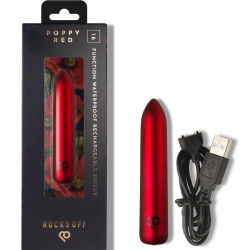ROCKS-OFF - WIEDERAUFLADBARER VIBRIERENDER BULLET POPPY RED – Produktansicht 6