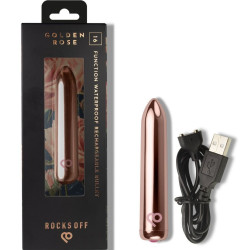ROCKS-OFF - WIEDERAUFLADBARER VIBRIERENDER BULLET GOLDEN ROSE – Produktansicht 6
