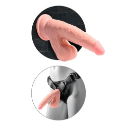 KING COCK PLUS - REALISTISCHER DILDO MIT DREIFACHDICHTE UND SCHWINGENDEN HODEN, 23 CM, FLEISCH – Produktansicht 4