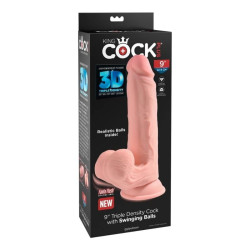 KING COCK PLUS - REALISTISCHER DILDO MIT DREIFACHDICHTE UND SCHWINGENDEN HODEN, 23 CM, FLEISCH – Produktansicht 6